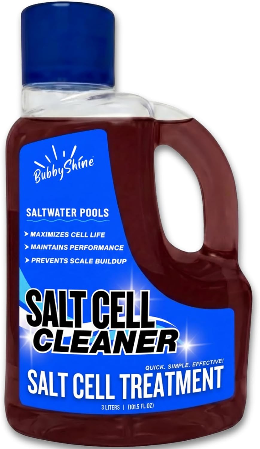 Salt Cell Cleaner for Pool - 3 L (101.5 fl oz) - Pool Salt Cell Cleaner Solution for Saltwater Pools, Helps Reduce Scale Buildup & Support Generator Performance (SWG) - BubbyShine