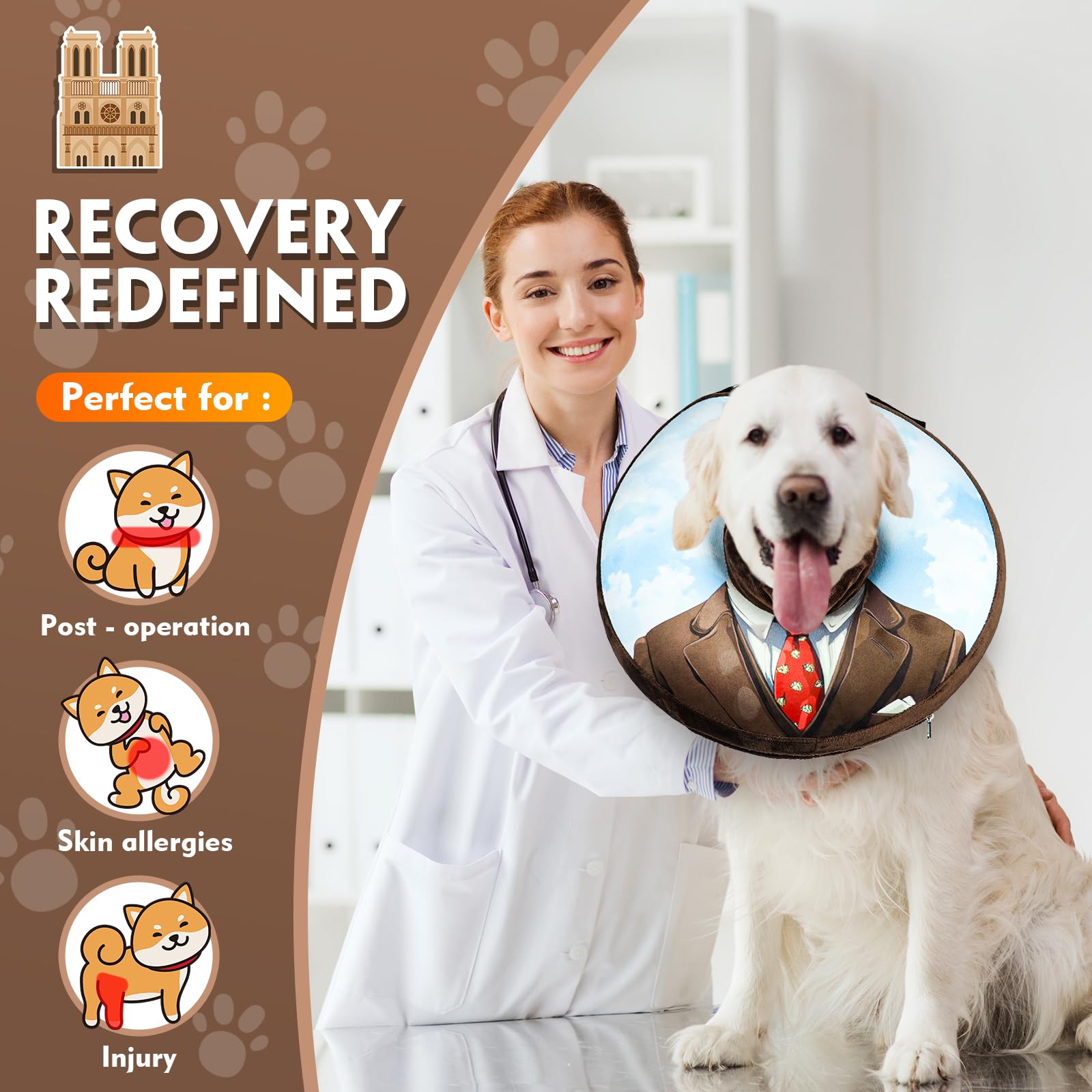 SuplutuX Inflatable Dog Collar XL, Soft Donut Cone Alternative for Surgery Recovery, Adjustable Protective Neck Ring - Image 2