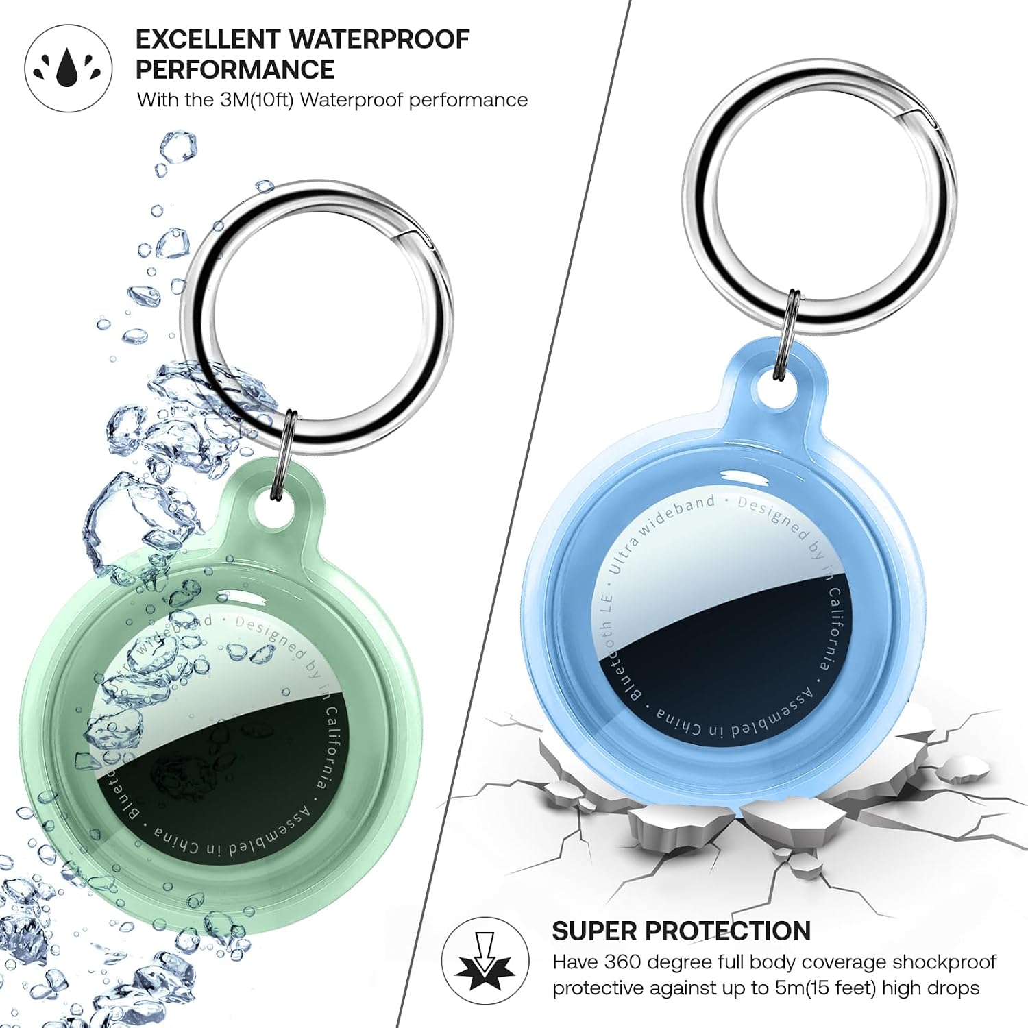 4 Pack Case for Apple AirTag Holder with Keychain, Waterproof & Anti-Scratch Protect Cover Compatible with Airtags, for AirTag 2nd & 1st Generation, Accessories Air Tagholder for Keys, Bags, Pet