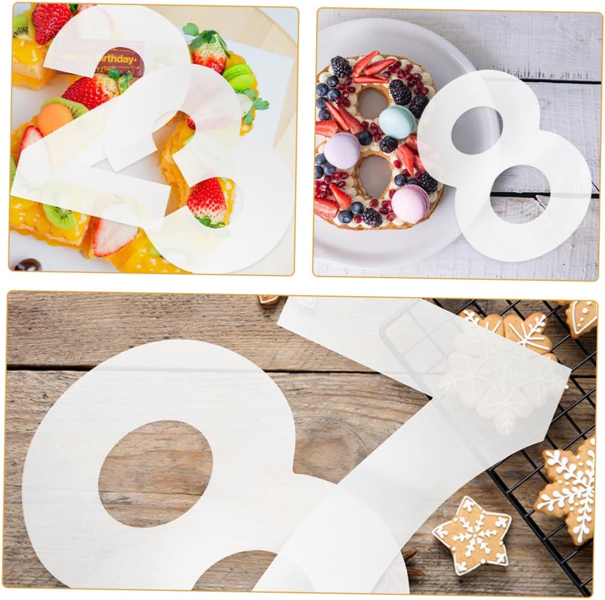 Generic Number Cake Stencils Set 0-8 for Baking 10-inch Plastic Mousse Cake Molds DIY Decorating Tools for Birthday Party and Celebration, Easy Release Number Baking Templates (2 Sets)
