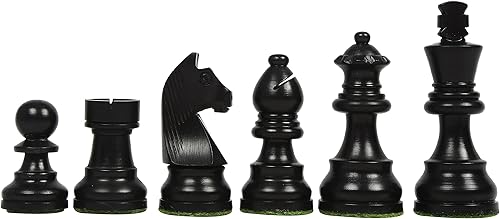 Miniatura 6 de Tournament Series Staunton Chess Pieces with German Knight in Ebonized Boxwood & Boxwood – Weighted 3" King | Handcrafted Luxury Chess Set for
