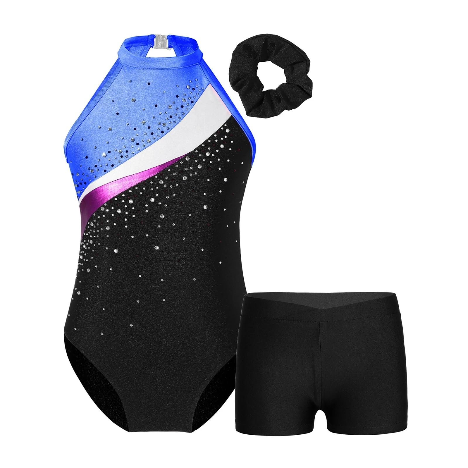 Body Ginnastica Bambina Body da Ginnastica for Bambine, Abiti da Danza Classica, Pantaloncini Sportivi con Strass, Body da Allenamento for Pattinaggio Artistico(Color3,10Y)