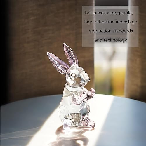 Miniatura 3 de HDCRYSTALGIFTS Figura de conejo de cristal de 3.5 pulgadas, coleccionables, decoración de conejito de Pascua, arte de cristal, pisapapeles, Pascua,