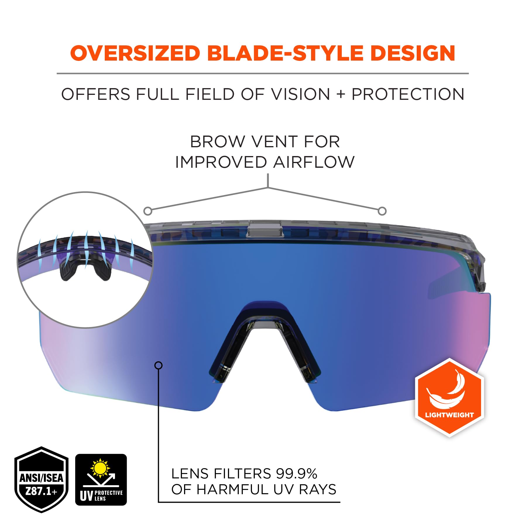 Ergodyne Skullerz AEGIR Sicherheits-Sonnenbrille, verspiegelte Gläser, ANSI z87.1