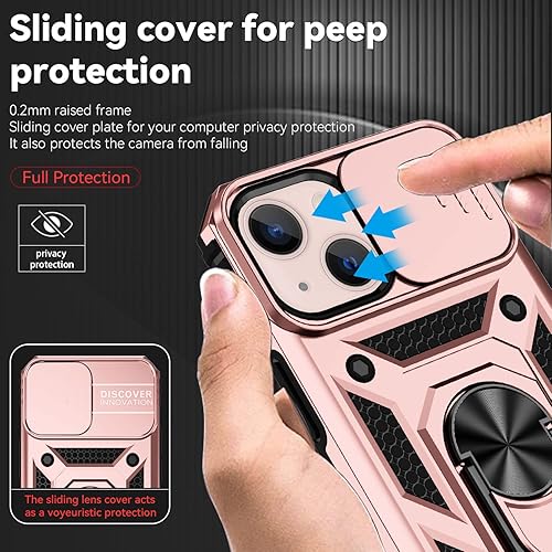 Miniatura 3 de Hitaoyou Funda para iPhone 13 Mini, funda para iPhone 13 Mini con funda para cámara y soporte, grado militar, a prueba de golpes, resistente, funda