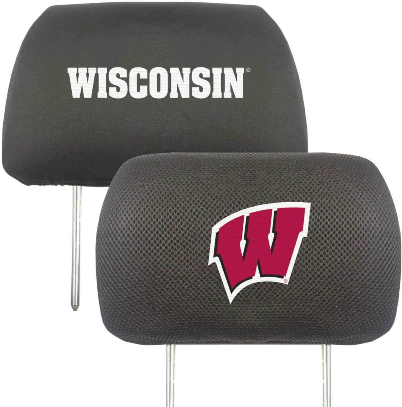 Fanmats 12604 UW - Wisconsin Badgers Embroidered Head Rest Cover Set - 2 per Package