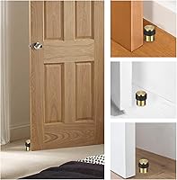 Vista 2 de Sumnacon Tope de puerta de piso, paquete de 3 topes de puerta de acero inoxidable sólido con parachoques de goma, tope de puerta de seguridad