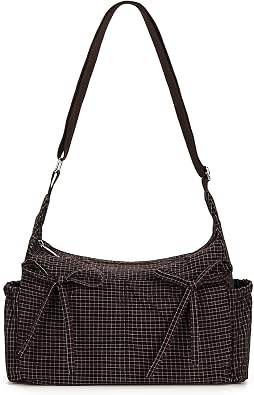 Plaid Shoulder Bags For Women Bow Crossbody Bag Soft Messenger Purse Zipper Handbag Adjustable Shoulder Straps