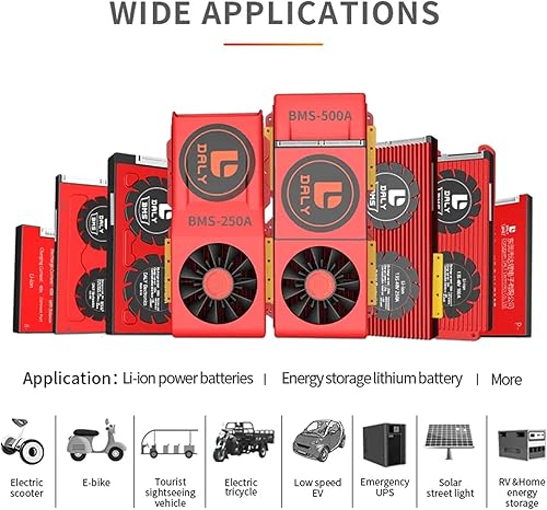 Miniatura 7 de LIFEPO4 Batería BMS 18650 400A 12V 24V 36V 48V 60V 72V 3S-24S Energía solar con BT CAN Grande A Corriente con ventilador para Bateria 18650 RS485,