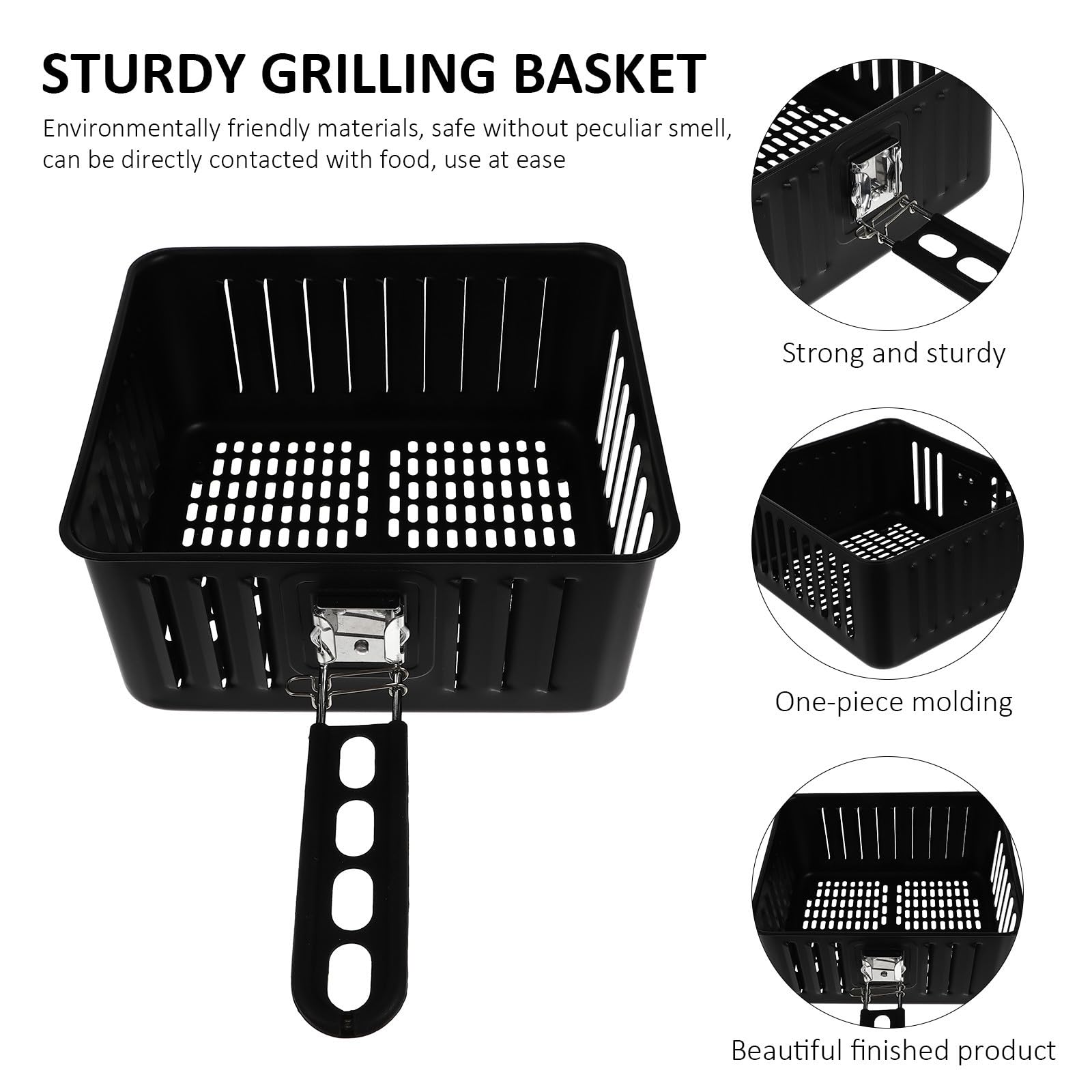 Cesta para Freidora Cesta de Freidora de 6 L Acero al Carbono Negra Superficie Lisa Material Ecológico Accesorio de Cocina