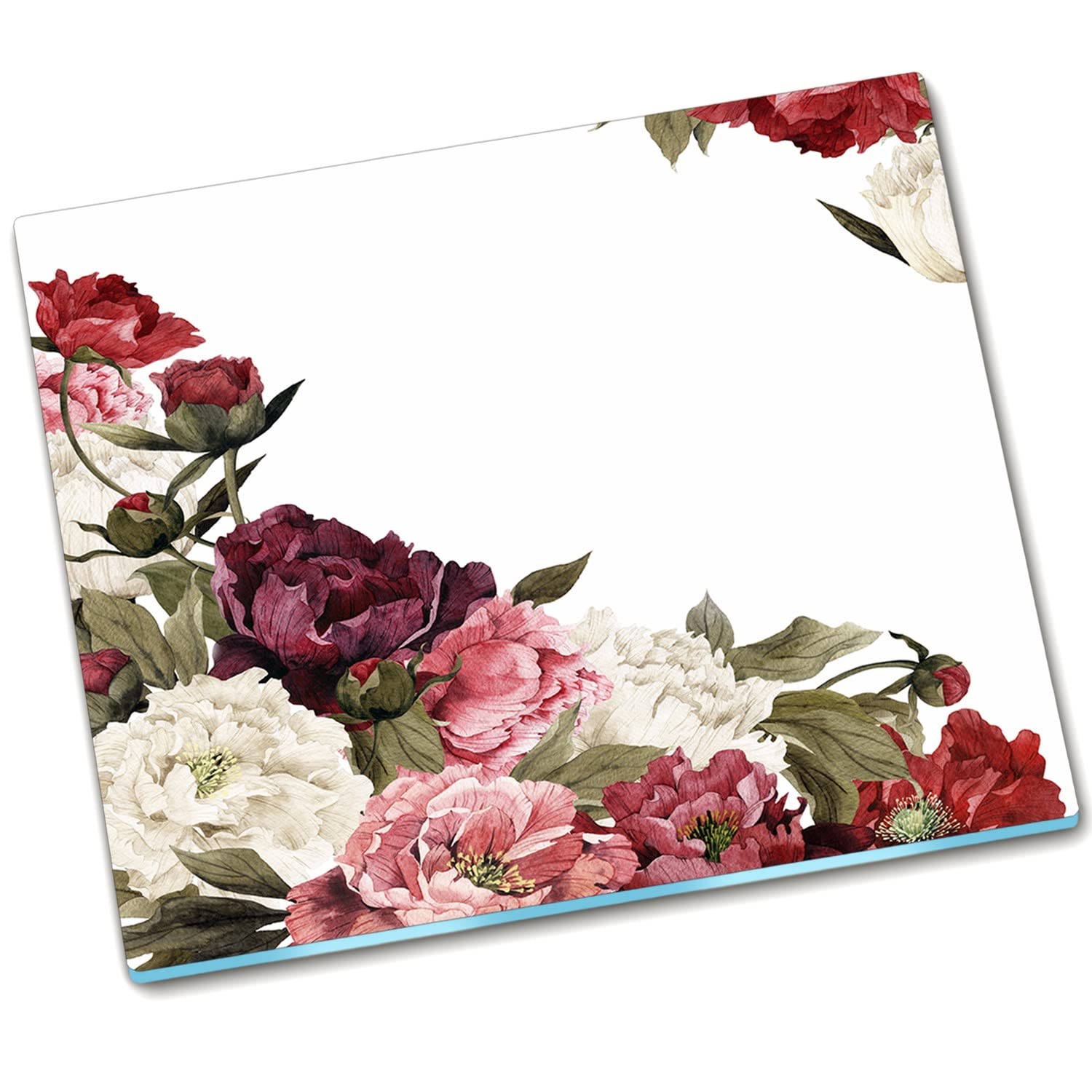 Protection des éclaboussures cuisine 60x52 et planches à découper poêle bouquet de pivoine