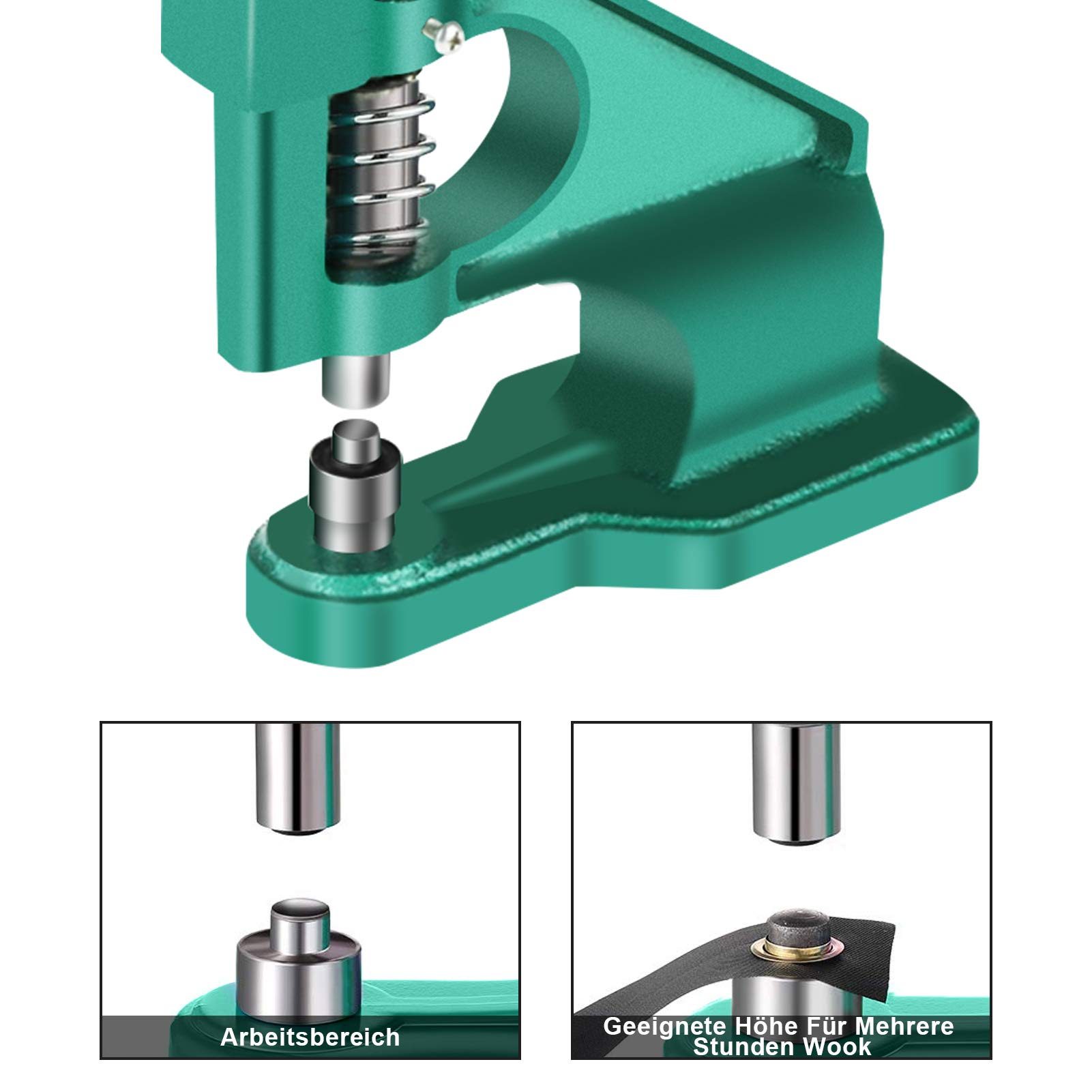 Juego de Alicates para Remachar con 3 Matrices 6 10 12 mm Herramienta Profesional para Cuero Artesanía Cortinas PVC