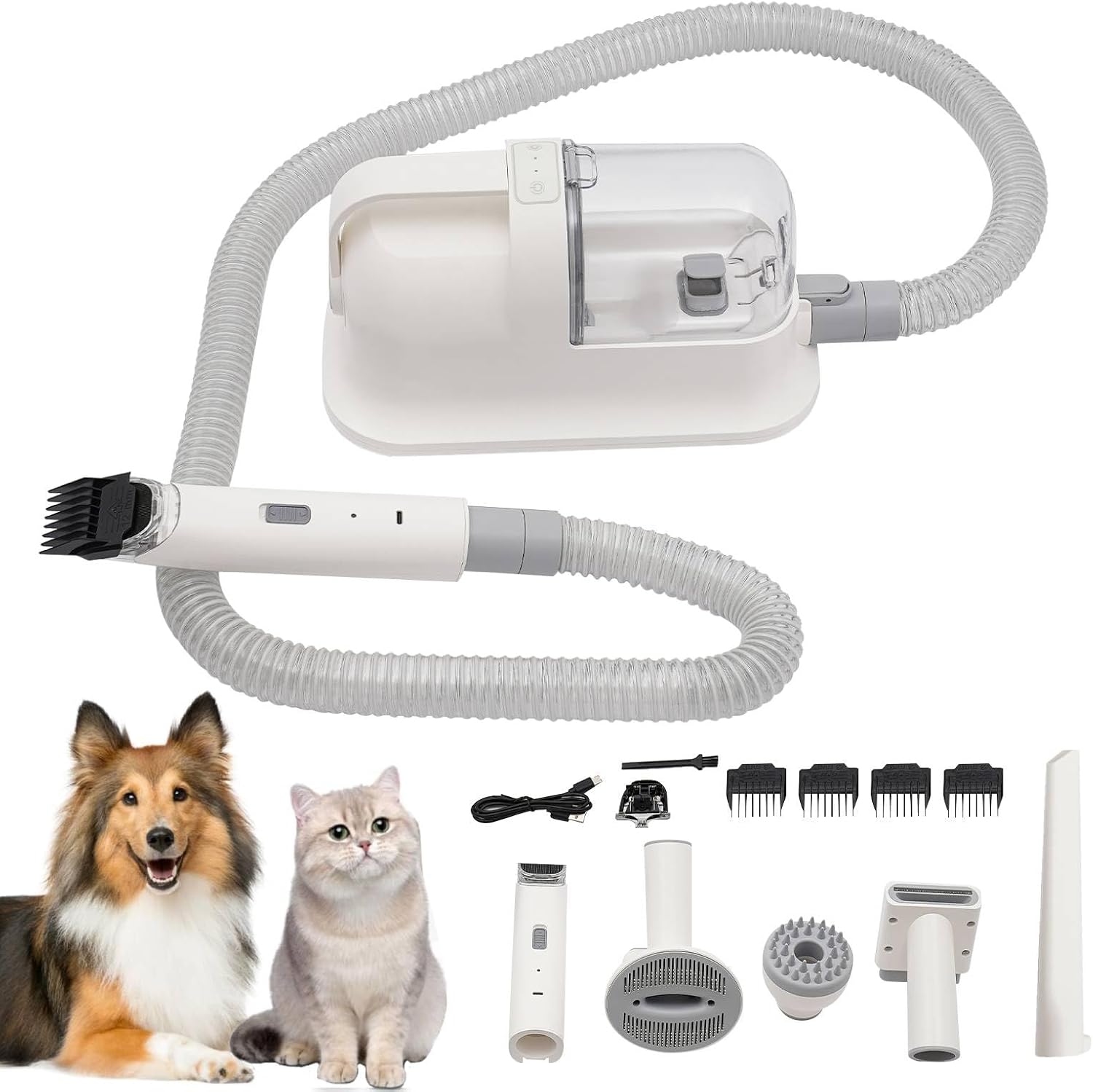 Pet Grooming Vacuum & Dog Grooming Kit, 11800Pa Powerful Dog Hair Vacuum Cleaner, 1.4L Dust Cup Dog Hair Remover with 5 Pet Grooming Tools for Shedding Pet Hair