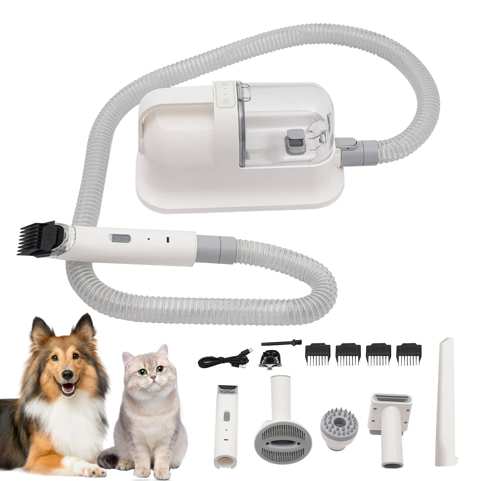 Kreiaoer Pet Grooming Vacuum & Dog Grooming Kit, 11800Pa Powerful Dog Hair Vacuum Cleaner, 1.4L Dust Cup Dog Hair Remover with 5 Pet Grooming Tools for Shedding Pet Hair