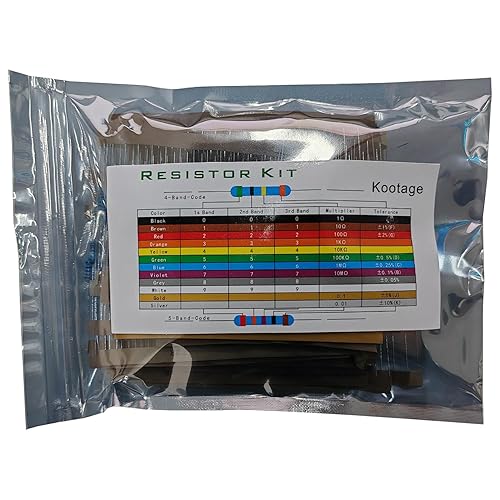 Kootage Kit surtido de resistencias de película metálica de 12 W, 25 valores 1 Ohm-1M Ohm 1% de tolerancia de resistencia de película compatible