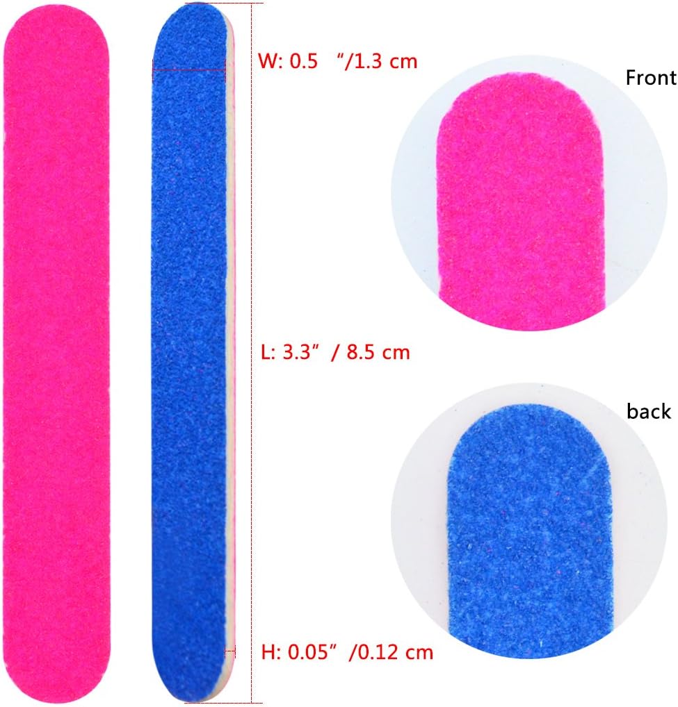 100 pcs Disposable Nail Files Double Sided Emery Boards Manicure Tools, Blue and Pink Nail Buffering Files Emery Boards Pedicure Tools Set Home or Professional Beauty Care