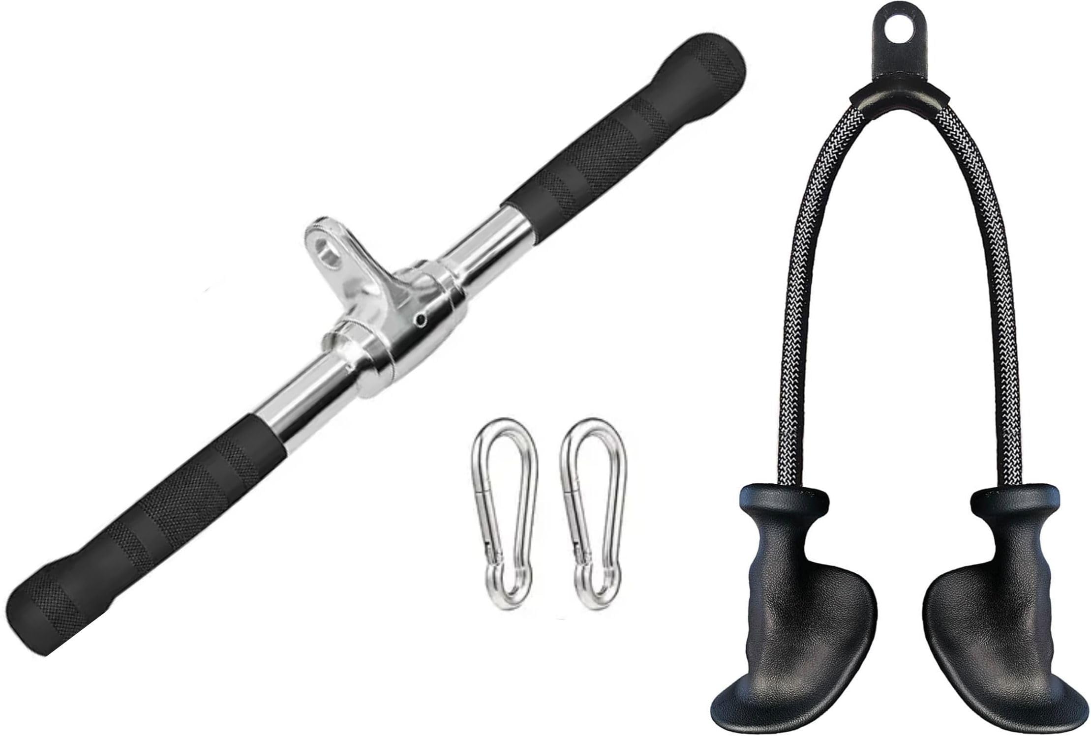 Owlix 2 Piece Cable Machine Accessories Set -Cable Machine Attachment Premium Strt Multi-Training Bar (Silver)-image-19