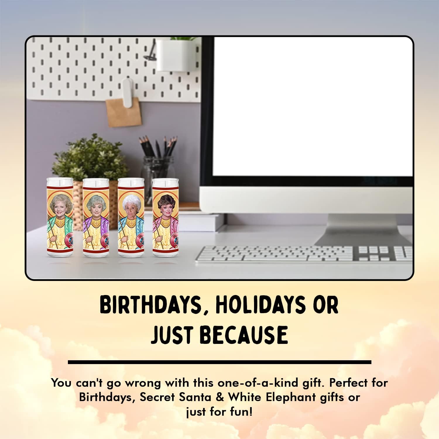 Golden Girls Comedy Celebrity Glass Jar Candle – Unscented Handmade Soy Wax Votive Candle – Unique Gift for Classic TV & Comedy Show Fans – Dorothy Rose Blanche Sophia Pop Culture Decor