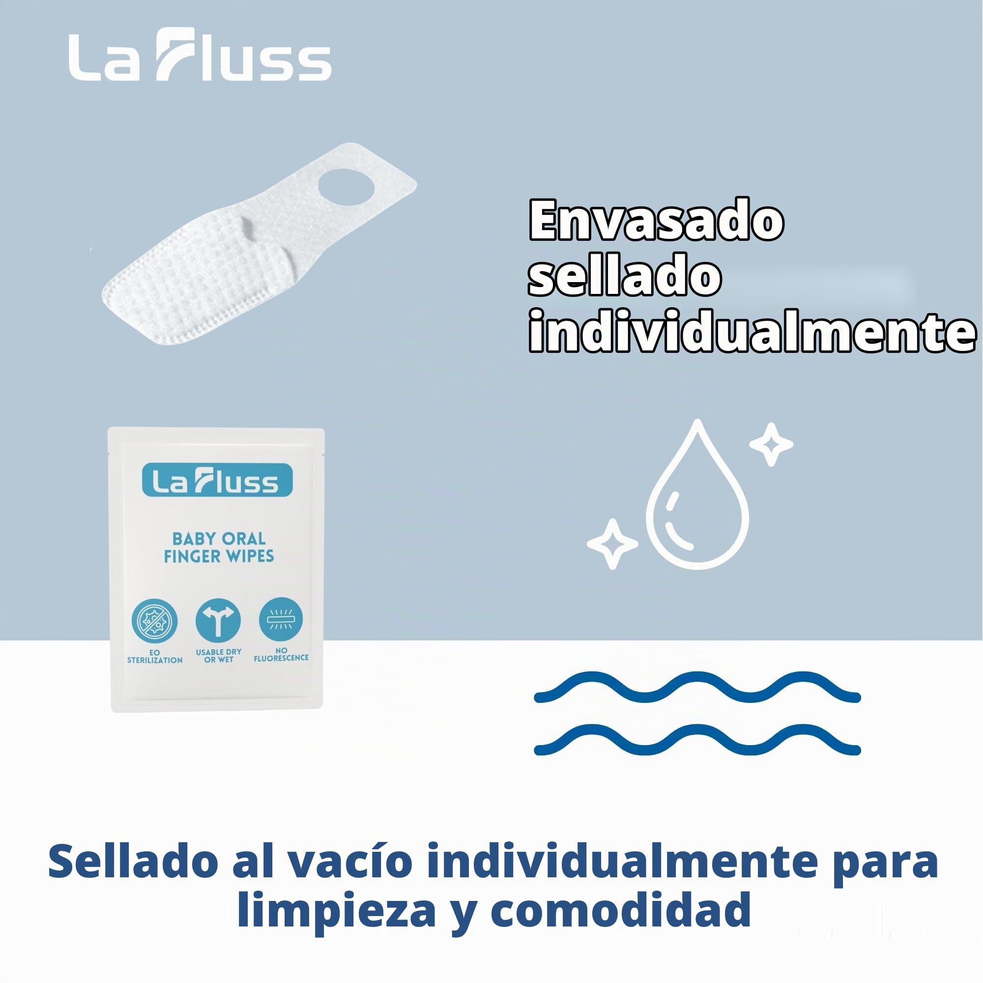 50 toallitas dentales para dedos orales para bebés, limpiador oral para bebés, adecuadas de 0 a 24 meses, limpia suavemente la boca, las encías y la lengua de tu bebé, envueltas