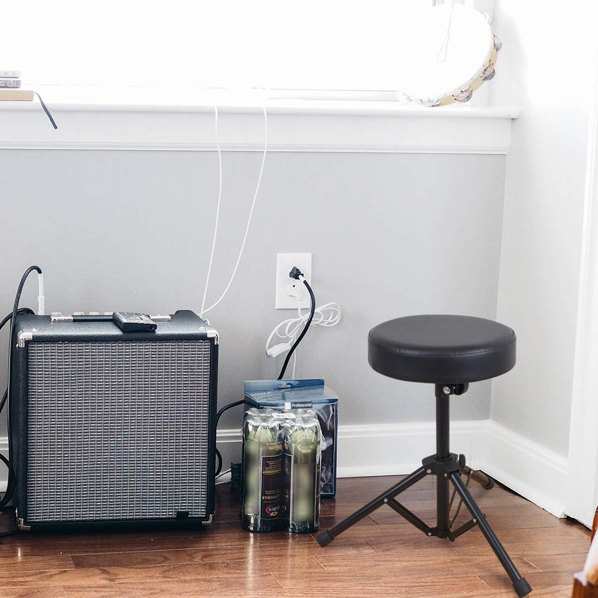JJOnlineStore - Taburete plegable para instrumentos musicales, Taburete de batería con [asiento acolchado]
