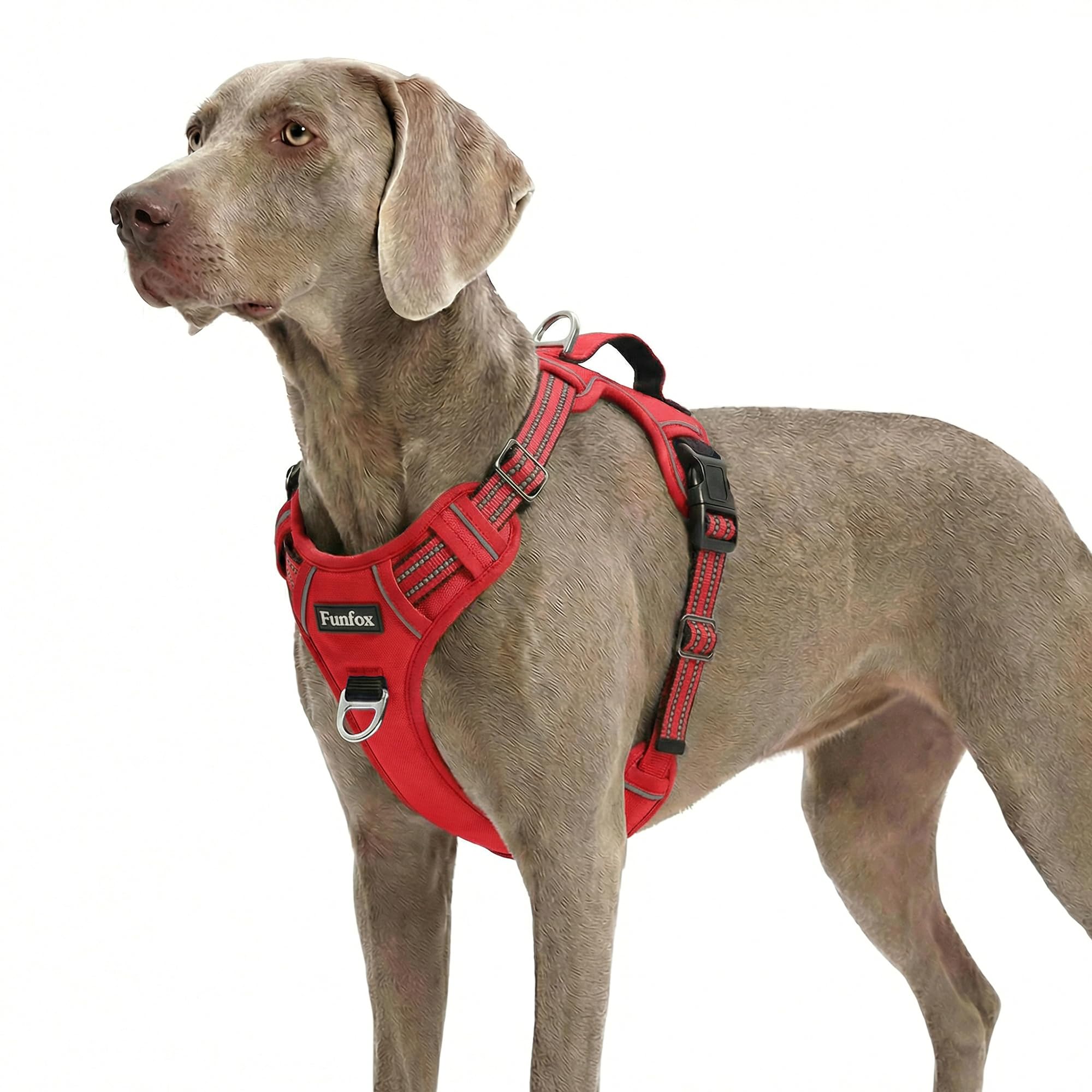 Funfox Hundegeschirr Mittelgroße Hunde, Anti Zug Brustgeschirr Verstellbares Geschirr Hund mit Griff Reflektorstreifen, No Pull Geschirr Hund für Kleine Mittlere Grosse Dog Harness