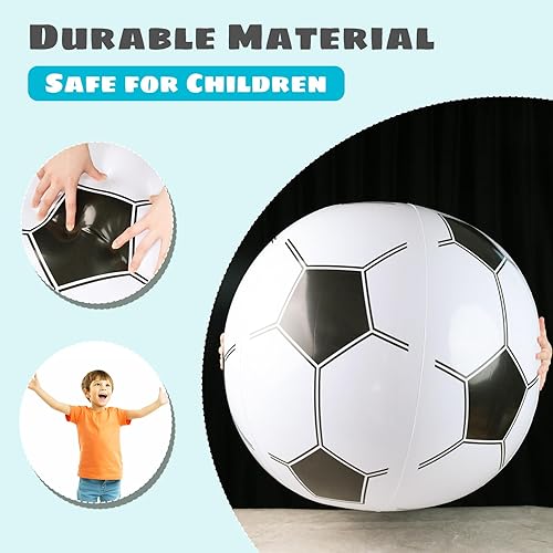 Miniatura 3 de Shindel Balón de fútbol inflable gigante de 27 pulgadas, decoración de fiesta temática de fútbol y juegos de piscina en la playa, resistente sin BPA