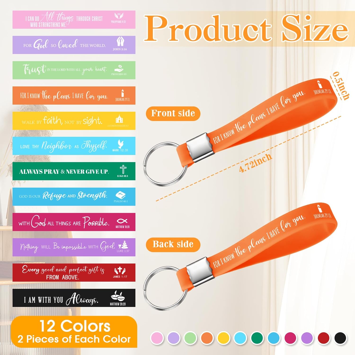 72 Pcs Christian Bible Gifts Set for Women Bulk Religious Gifts Scripture Ballpoint Pens Notebooks Quote Inspirational Verse Keychain for School Christian Volunteer Church Members(Colorful) - Image 5