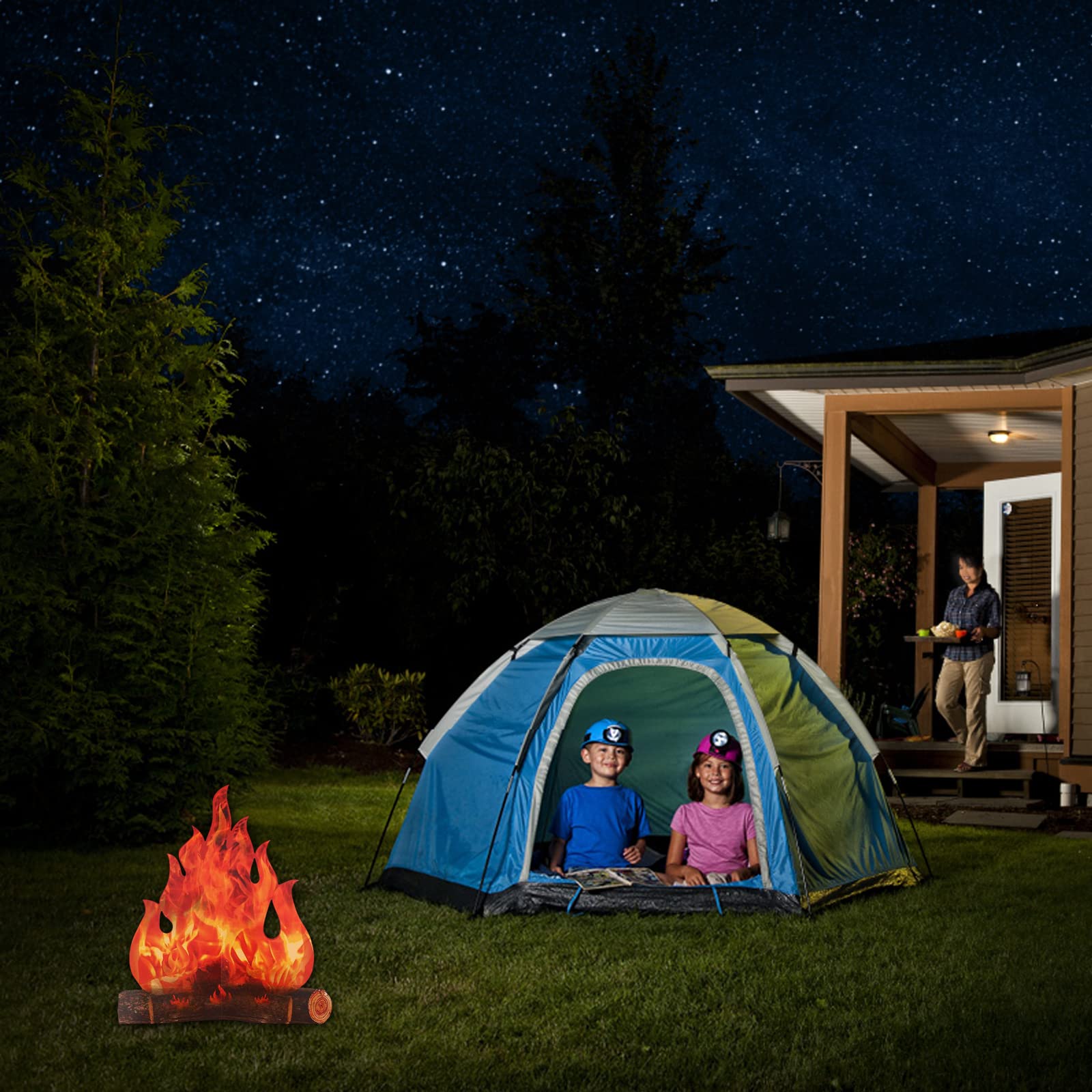 4 Pezzi Falso Fiamma Carta Partito Decorativo, 3D Decorativo Campfire, Artificiale Finta Fiamma, per Falò Decorazione, Decorazione Campeggio, Oggetti Scena