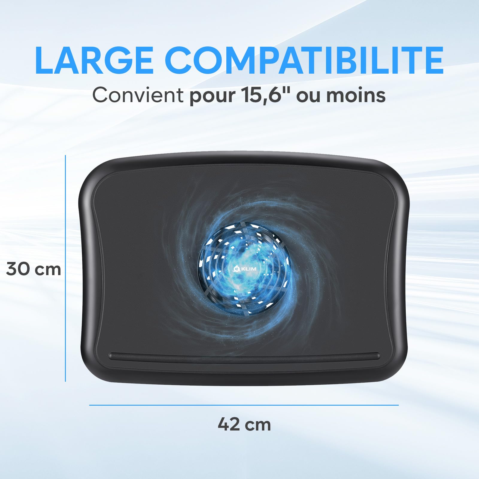 Klim Comfort+ + Refroidisseur PC Portable + Protégez-Vous et Votre PC de la surchauffe + Nouveauté 2024 + Support Ventilé 10" – 15.6" Très Confortable et Discret + Stable + Ventilateur Silencieux