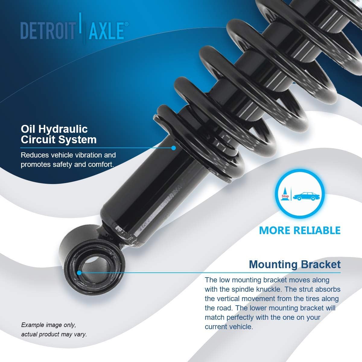 Detroit Axle - FWD Front Rear Struts for Toyota 2003-2008 Matrix Pontiac Vibe Complete 4 Struts with Coil Spring 2004 2005 2006 2007 Replacement Ready Strut Shock Assembly