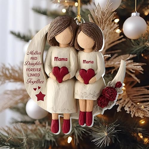 Miniatura 8 de Amor de abuelo y nieto a la luna y vuelta - Adorno acrílico personalizado de 2 capas, nos encanta hasta la luna y vuelta, regalo conmemorativo