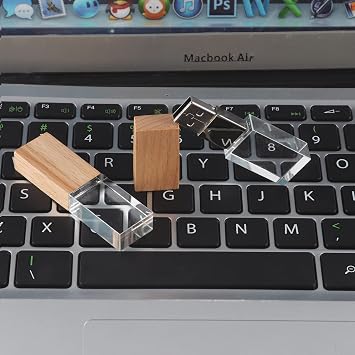 STAR-LINK Waterproof 32GB USB 2.0 Flash Drive Novelty Transparent Wood Crystal USB Memory Stick LED Light Pen Drive Unique Thumb Drives High Speed Data Storage Mini Jump Drive U Disk Gift