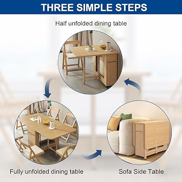 Solid Wood Dining Table Set with Drop Leaf Design Extendable Table and 6 Chairs Ideal for Kitchen Dining Room Living Room or Restaurant