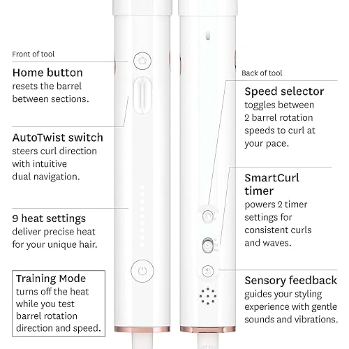 Miniatura 7 de T3 CurlWrap Automatic Rotating Curling Iron with Longer Barrel, 2 Timer Settings, 9 Heat Settings, Auto-Rotating Ceramic Barrel and Ion Generator