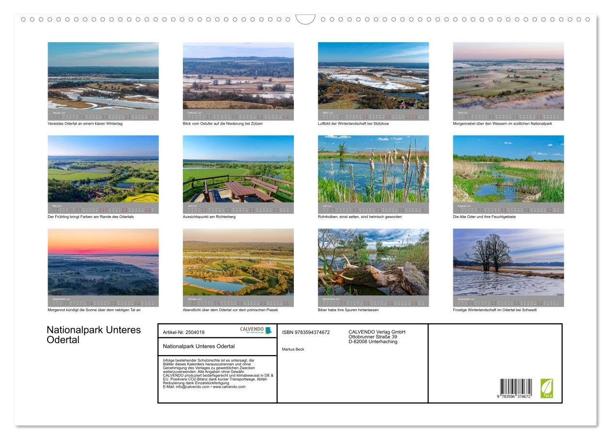 CALVENDO · Nationalpark Unteres Odertal (Kalender 2027) | DIN A2 Querformat · Wandkalender · Weite Landschaften und Übersichten im Odertal
