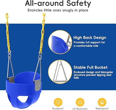 Take Me Away Toddler Swing - High Back Bucket Seat, Plastic-Coated Chains, Compatible with Swing Set Accessories