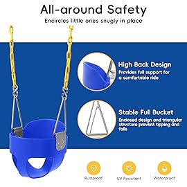 Take Me Away Toddler Swing - High Back Bucket Seat, Plastic-Coated Chains, Compatible with Swing Set Accessories