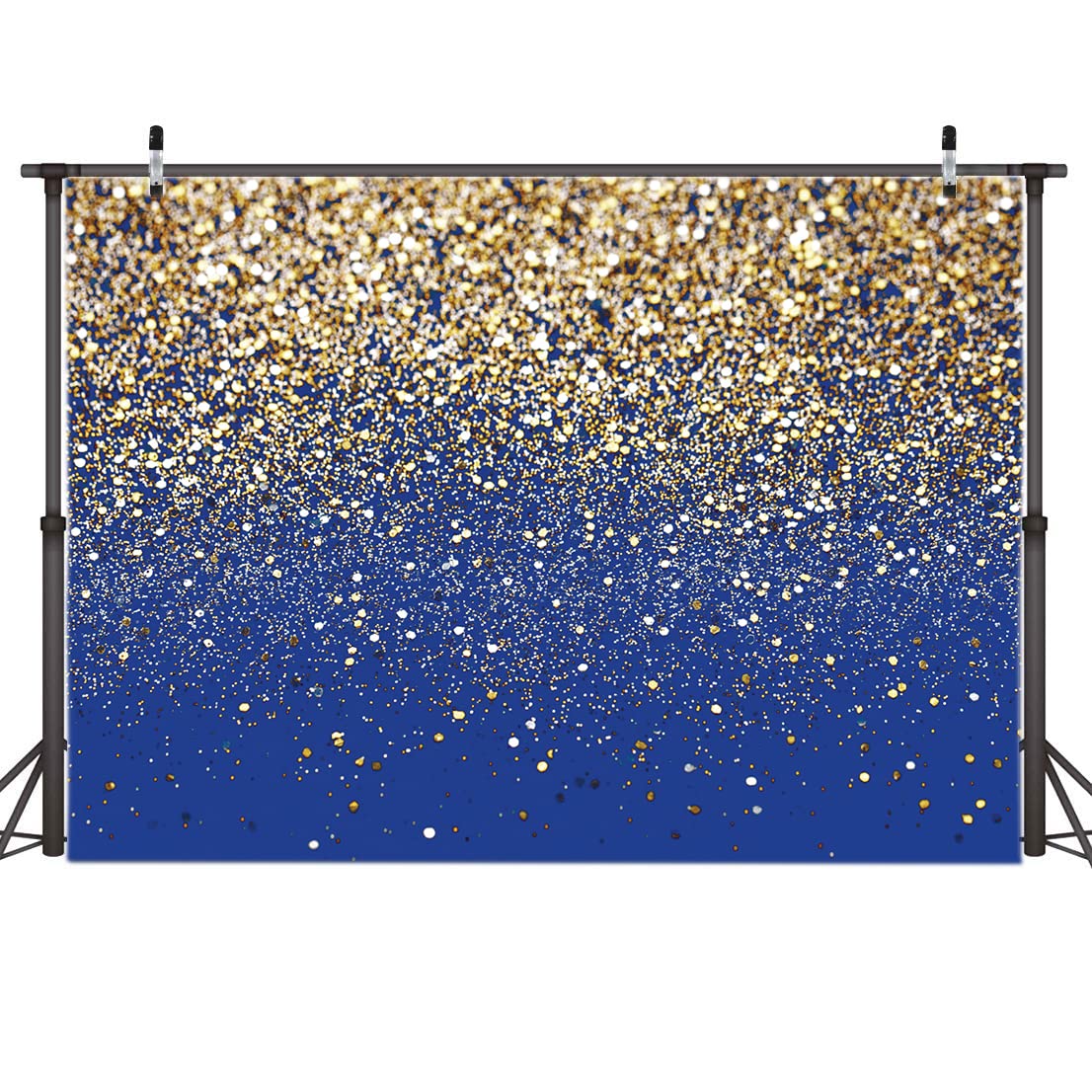AIIKES8x6FT Blue and Gold Backdrop Gold Glitter Photography Backdrop Birthday Party Decoration Background 12-558