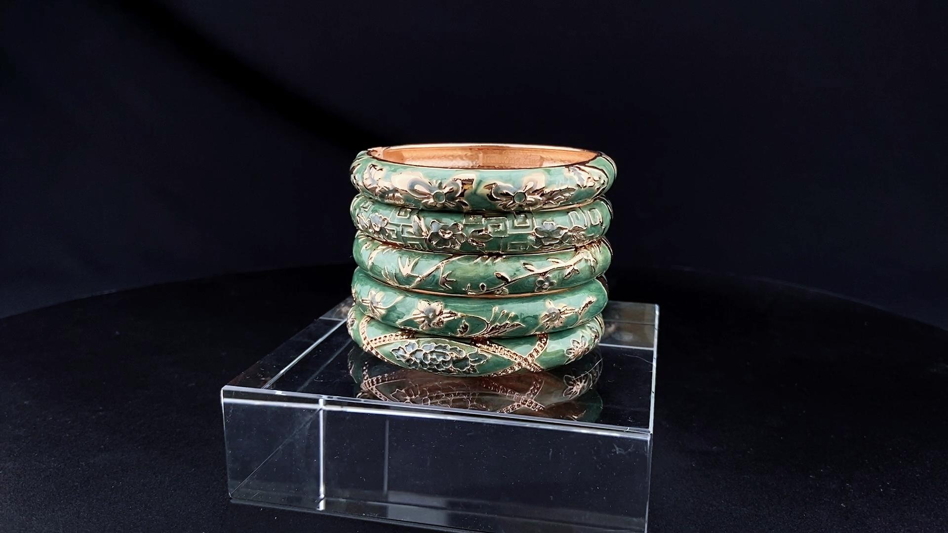 Amazon.com: UJOY Bangles 5 Pcs Enamel Jewelry Set Rose Flower