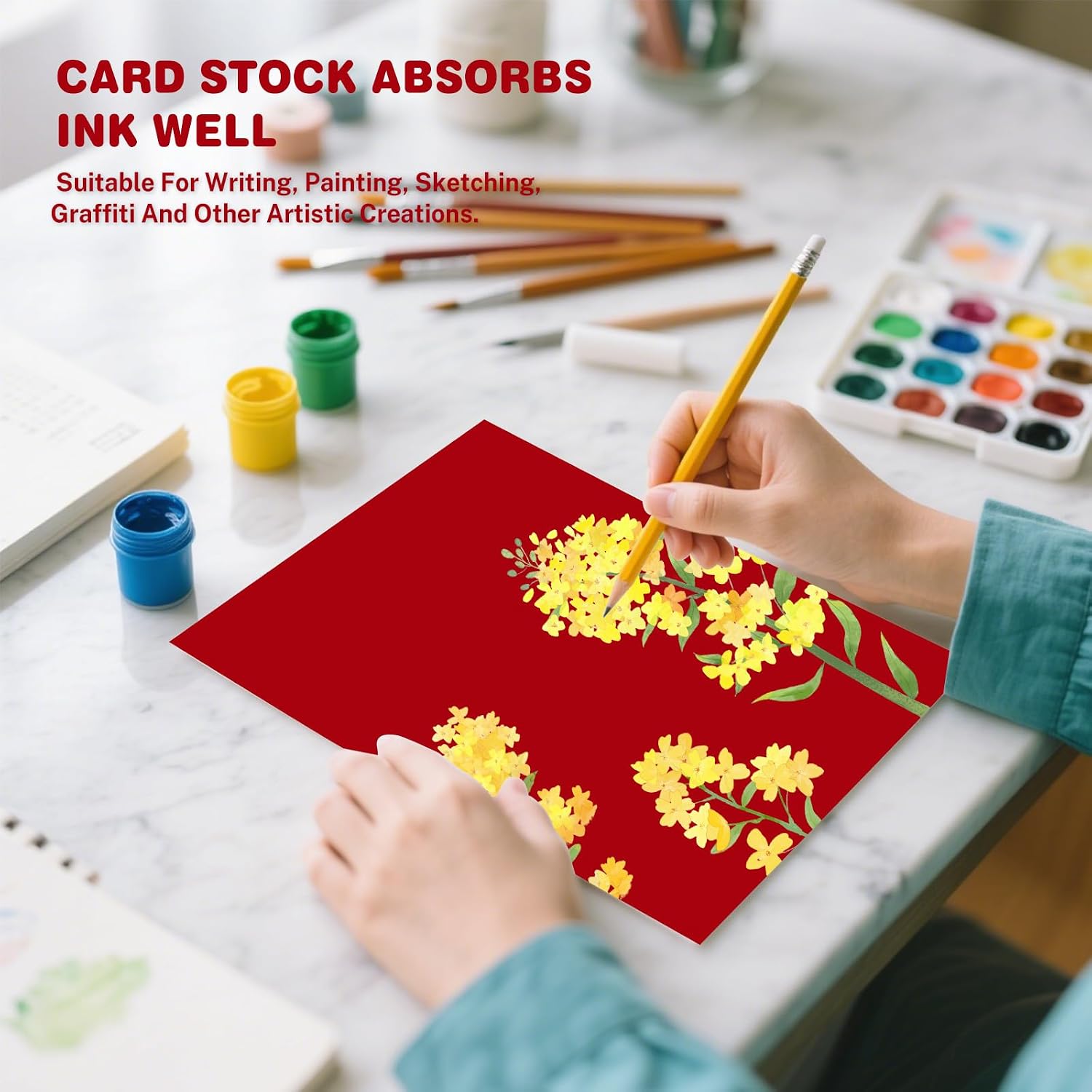 Cardstock 8.5 X 11, 40 Sheets Red Card Stock, 75lb/ 200gsm Copy Paper