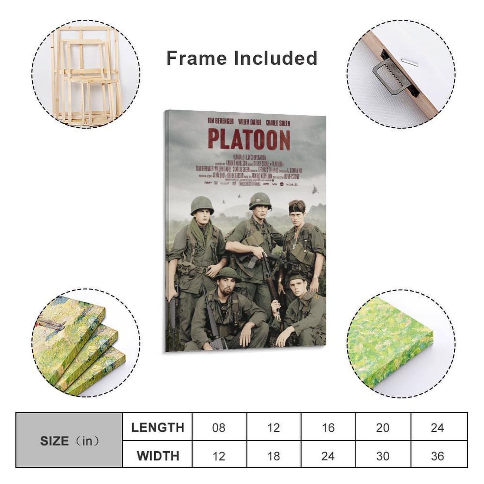 Amazon.co.jp: プラトーン Platoon 映画ポスター 壁アート キャンバス