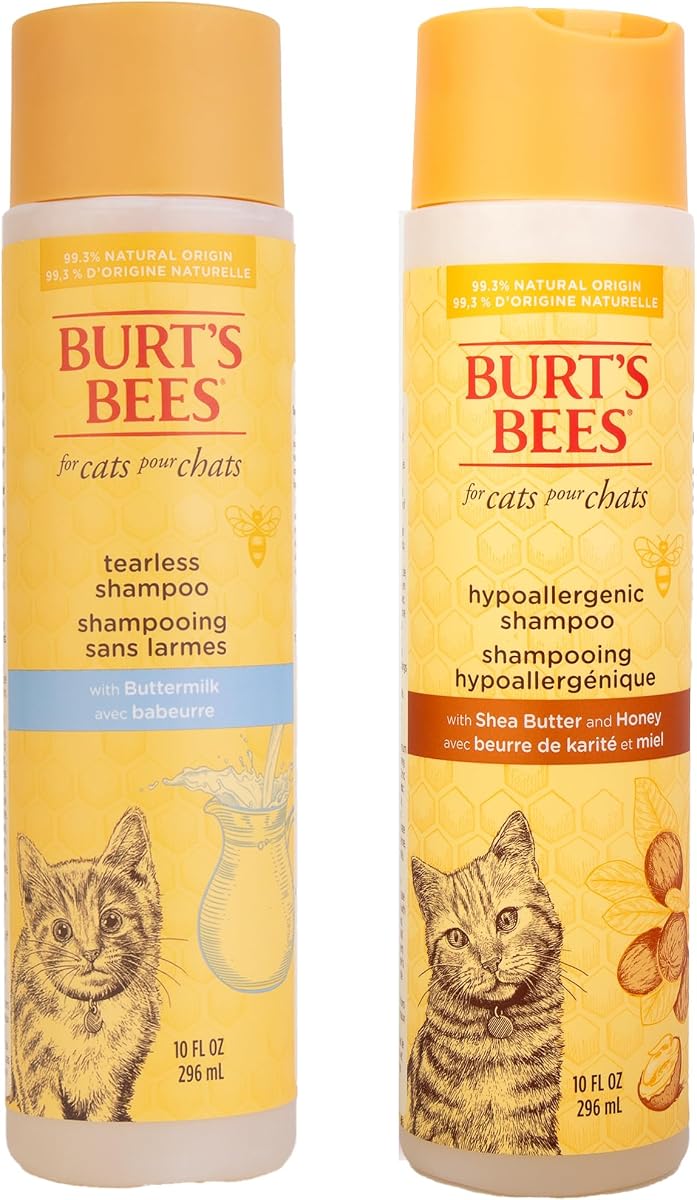 Tearless Kitten Shampoo & Hypoallergenic Cat Shampoo | Gentle Cat Grooming Set with Buttermilk, Shea Butter & Honey | 99%+ Natural Origin Formulas | 10 Fl Oz Each