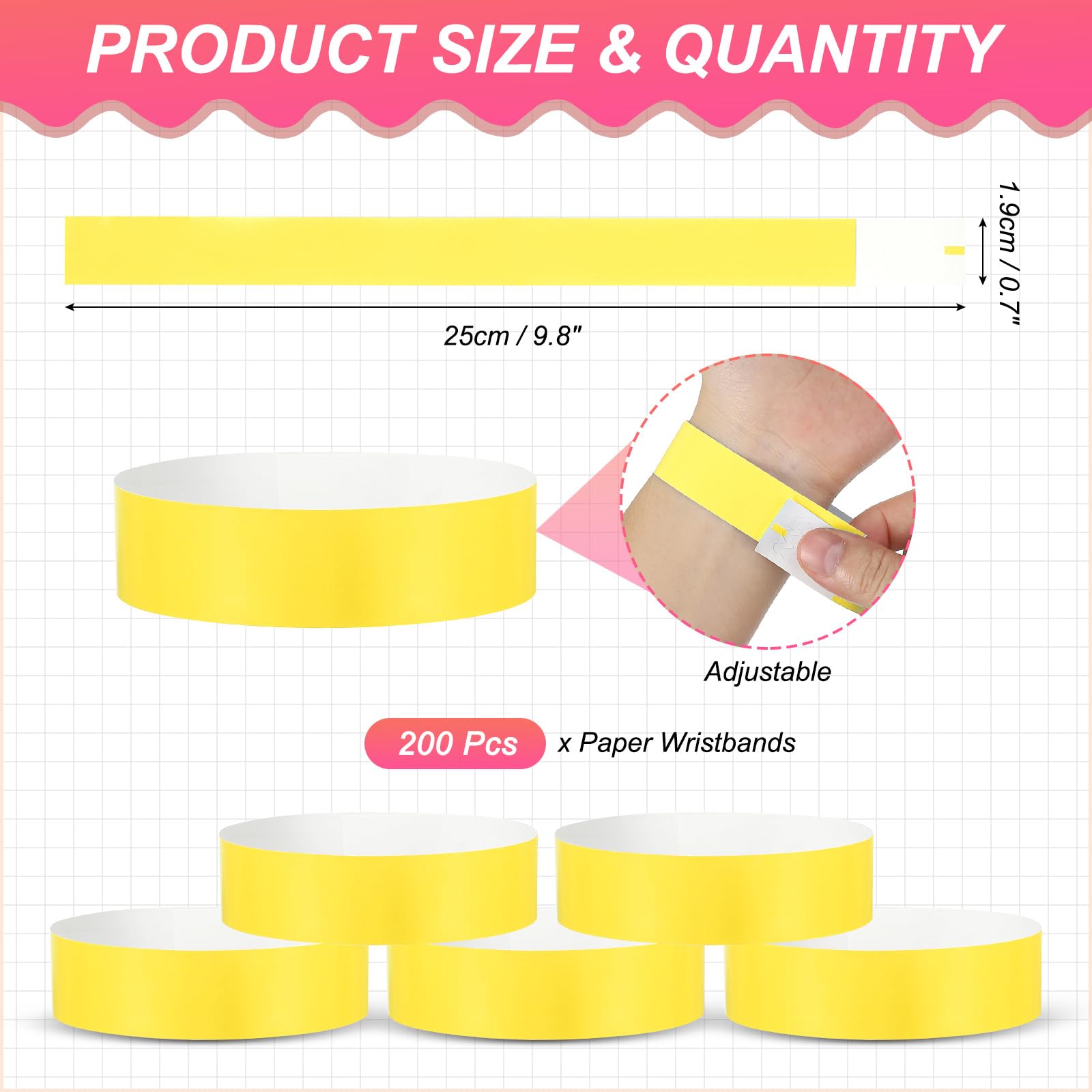 PATIKIL Paper Wristbands for Events 200 Pack Neon Party Wrist Bands - Image 2