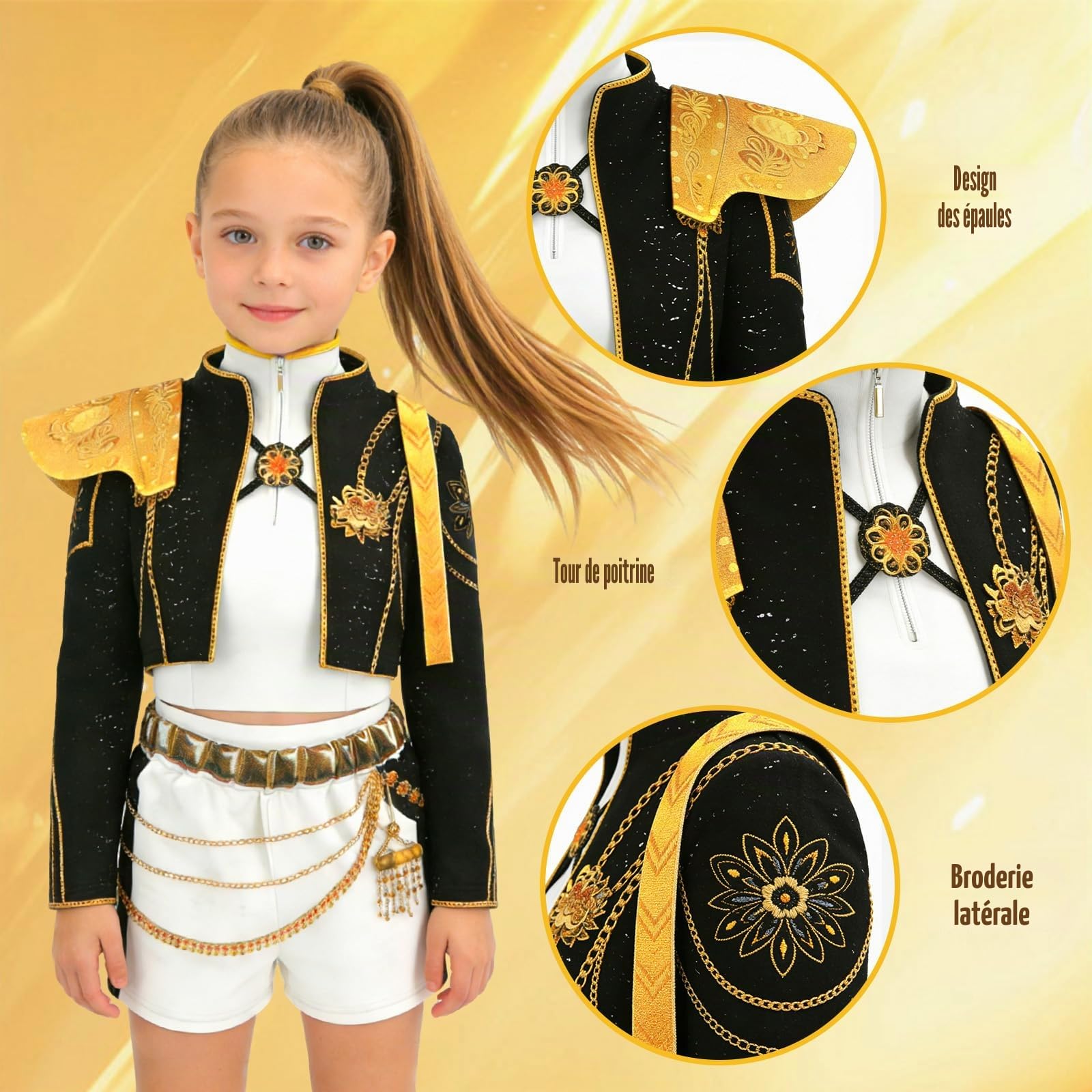 Costume de cosplay d'anime pour fille - Ensemble de tenues avec veste, gilet et short - Pour Halloween, carnaval, fête, cosplay