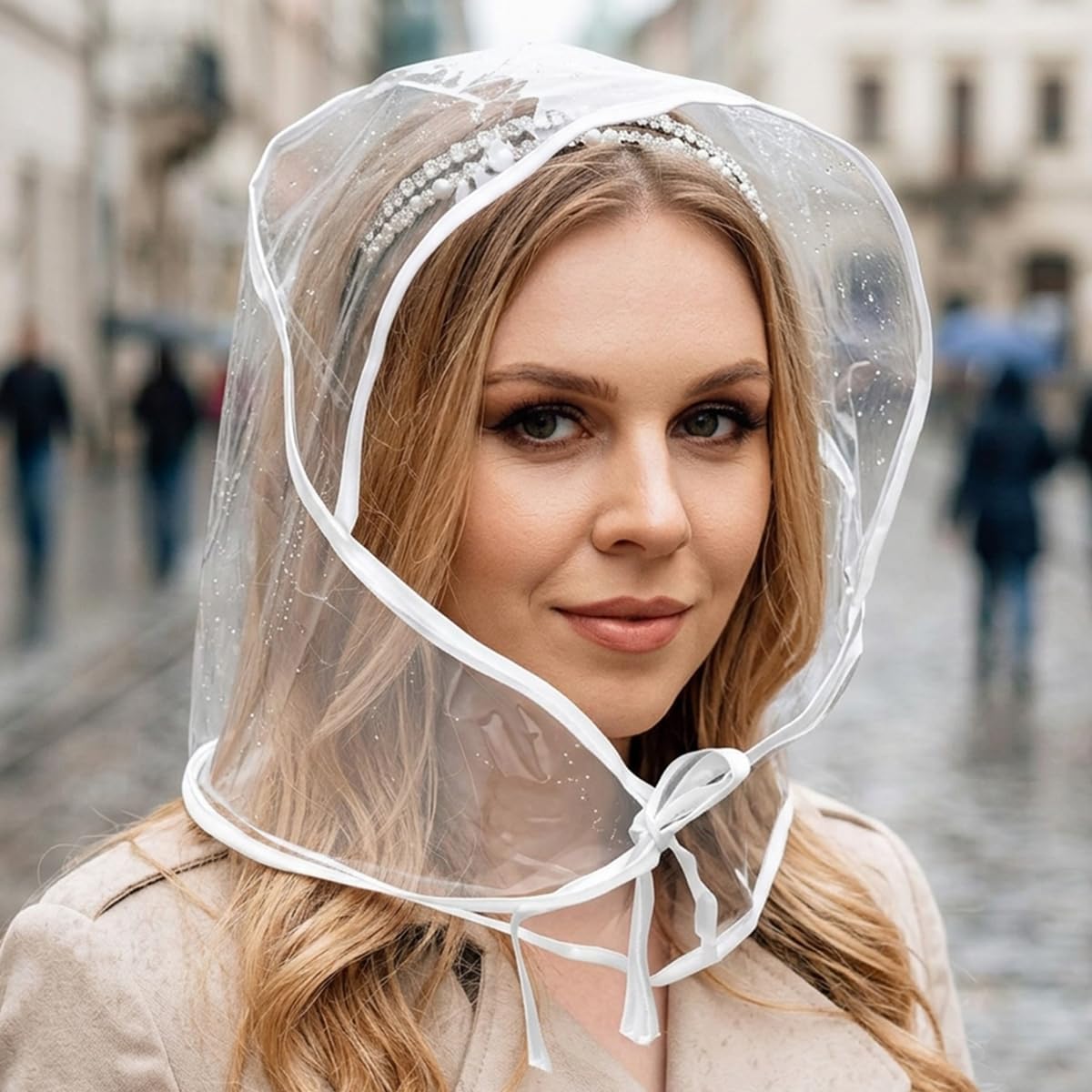 Clear Disposable Rain Hat Waterproof Folding Bonnet Adjustable Hood Lightweight Protective Headwear for Social Outing