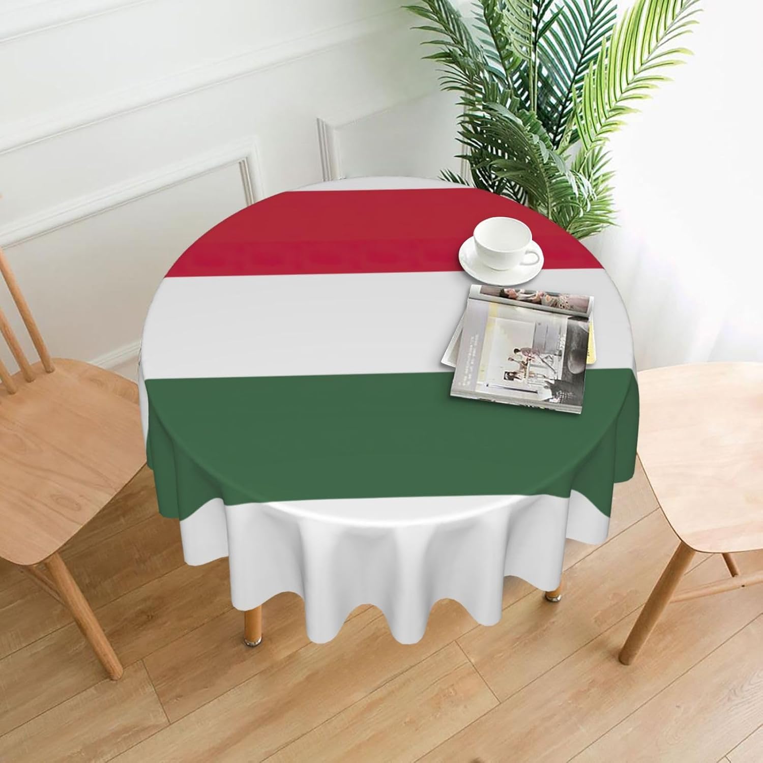 Flag of Hungary Print Wrinkle Free Dining Table Cover for Birthday Party Farmhouse Tablecloths Up to 60 x 60 Inches