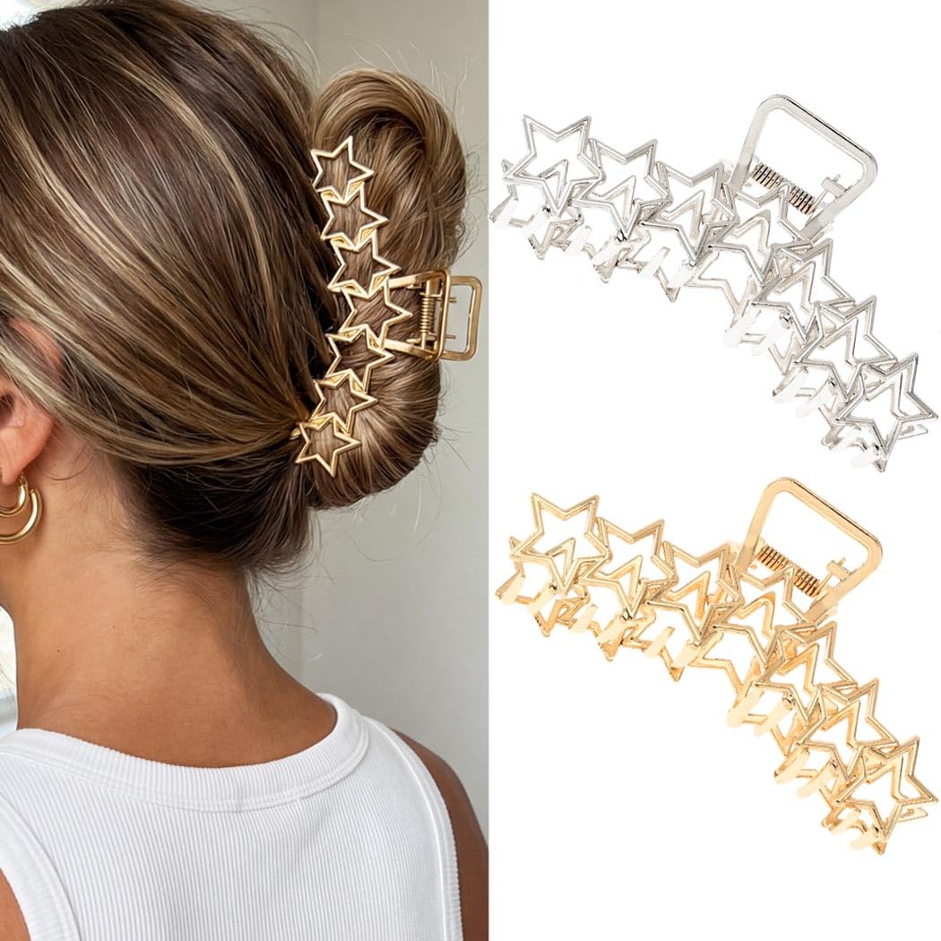Amazon.com: BARTOSI Star Claw Clips Gold Metal Hair Clips  display picture 1