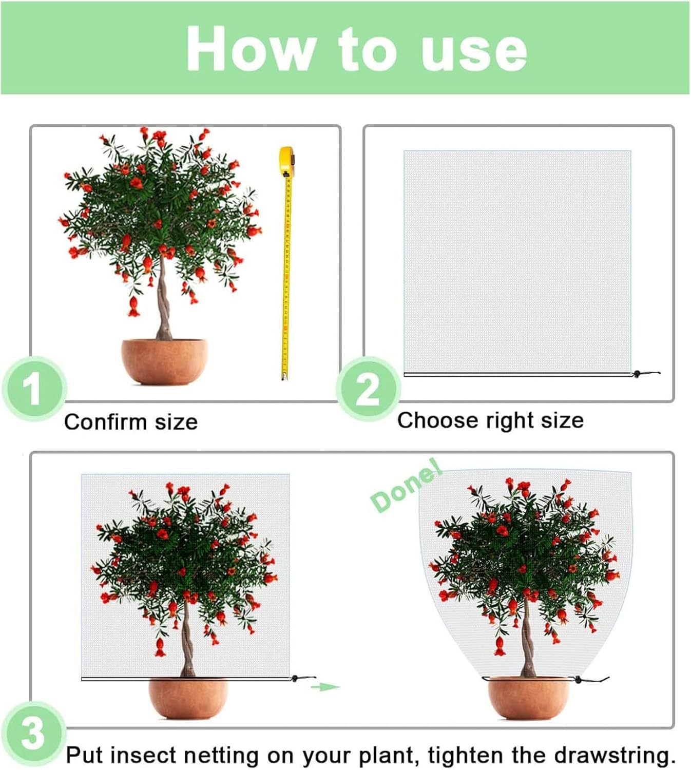 WLWLEO 10 Pack Plant Netting Insect Bird Barrier Mesh with Drawstring, Blueberry Tomato Protective Cover Bags, Extra Strong, Against Pests for Garden Outdoor Indoor,180x210 CM/71x83 inch