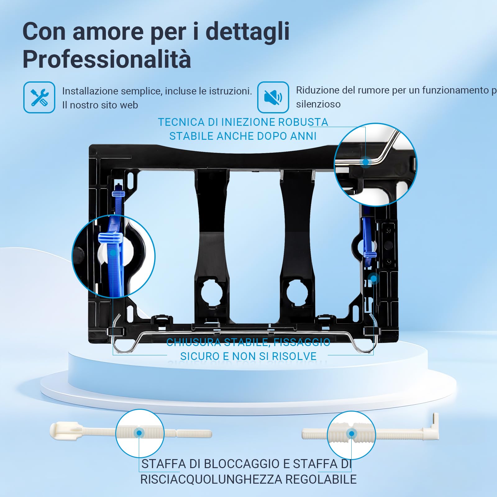 Placca di Comando WC, Compatibile con Geberit Sigma, UP300 e UP320, Piastra Doppio Scarico, Dimensioni 246×164 mm, Completa di Set di Leve di Scarico e Telaio di Montaggio,Opaco(Nero).