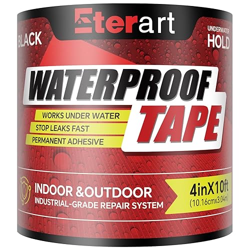 Waterproof Tape 4 Inch x 10 FT, Seal Tape Black
